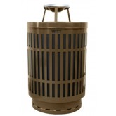 WITT Mason Collection Outdoor Waste Receptacle with Ash Top - 40 Gallon, Brown